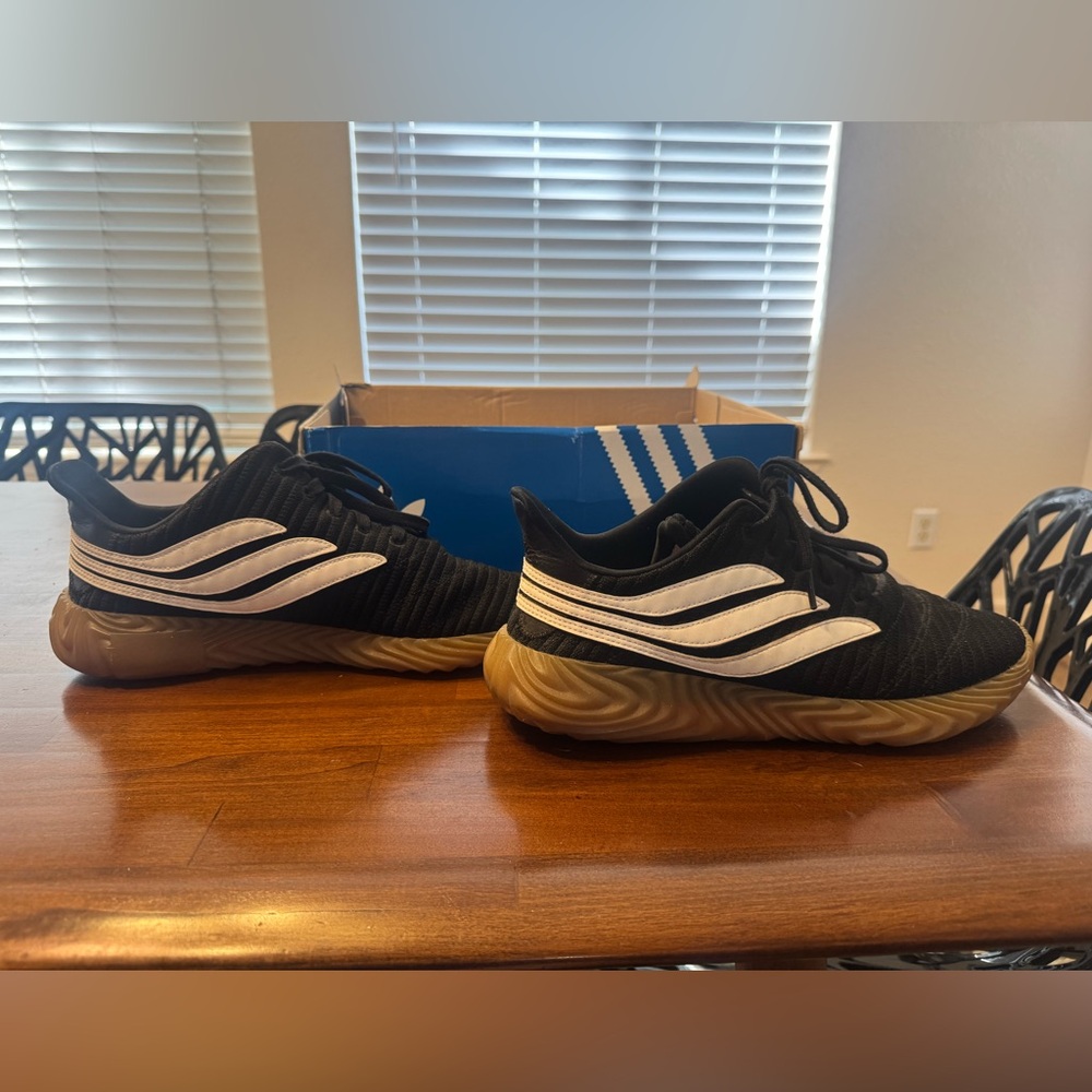 adidas Sobakov Skate Men's Black Athletic Shoes with White Stripes